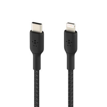 Кабель Belkin USB-С - Lightning, BRAIDED, 2m, black (CAA004BT2MBK)