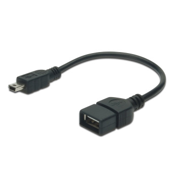 Адаптер ASSMANN USB 2.0 (AF/miniB) OTG 0.2m, black (AK-300310-002-S)