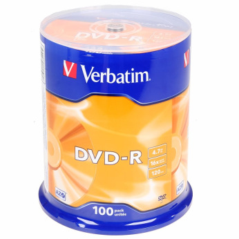 Диск Verbatim DVD-R 4.7 GB/120 min 16x Cake Box 100шт (43549) Matt Silver