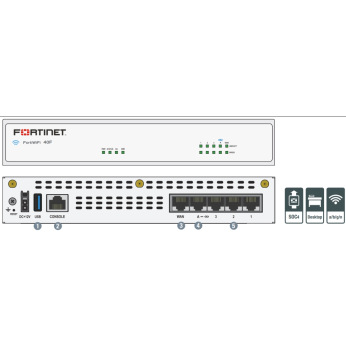 Міжмережевий екран Fortinet FG-40F 5 x GE RJ45 ports (including 4 x Internal Ports, 1 x WAN Ports (FG-40F-NFR)