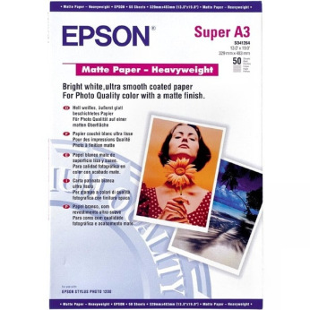 Фотопапір Epson Matte Paper-Heavyweight матовий, 167 г/м кв, пачка А3+, 50л (C13S041264)