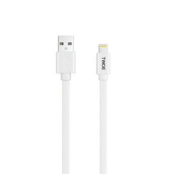 Кабель 2E USB MFI- Lightning Flat, White 1.5м (2E-CCMFI002-15W)