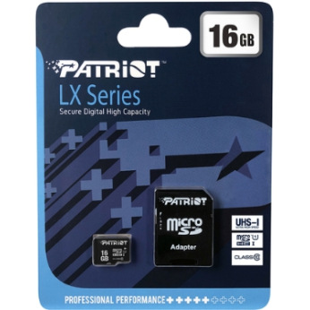 Карта пам’яті Patriot LX Series 16GB Micro SDHC Cl ass 10 Memory Card UHS-I U1 PSF16GMDC10 (PSF16GMDC10)