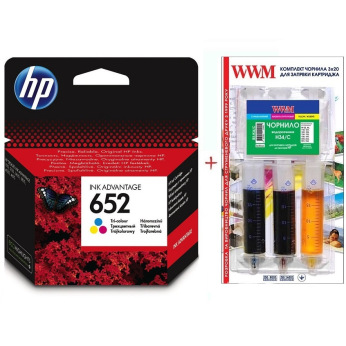 Картридж для HP DeskJet Ink Advantage 1115 HP 652C+WWM  Set652C-inkHP