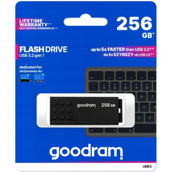 Флеш пам’ять 256GB UME3 60R/20W BLACK USB 3.2 Gen  1 UME3-2560K0R11 (UME3-2560K0R11)