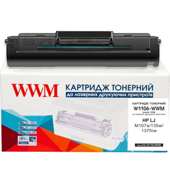 Картридж для HP 106A W1106A WWM 106A  Black W1106-WWM